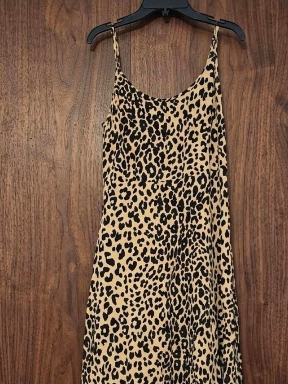 Leopard Print Slip Dress - Black & Tan